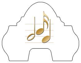 DARAY-L-382-GD-WT Gold Music Notes White